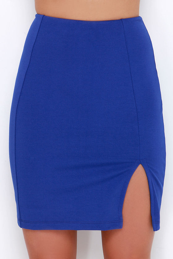 Royal Blue Skirt - Pencil Skirt - High-Waisted Skirt - $31.00