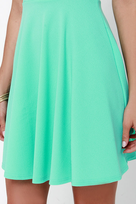 Cute Mint Green Dress - Fit and Flare Dress - Skater Dress - $36.00