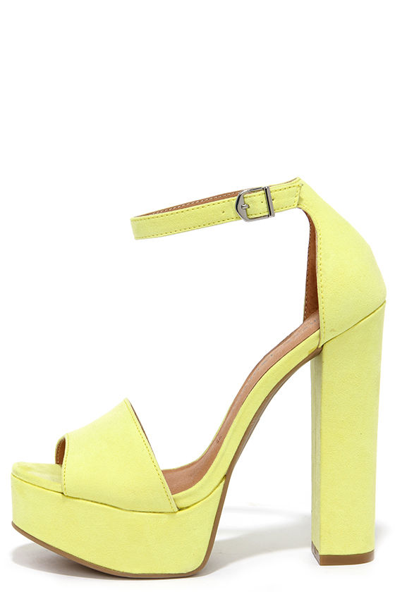 lemon lace up heels
