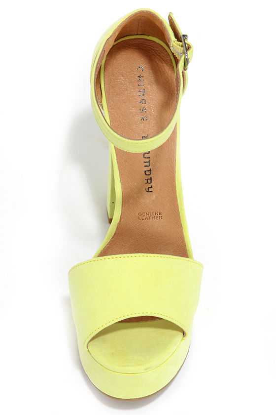 lemon lace up heels