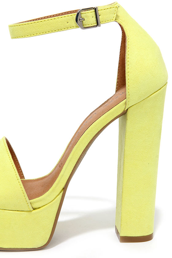 lemon lace up heels