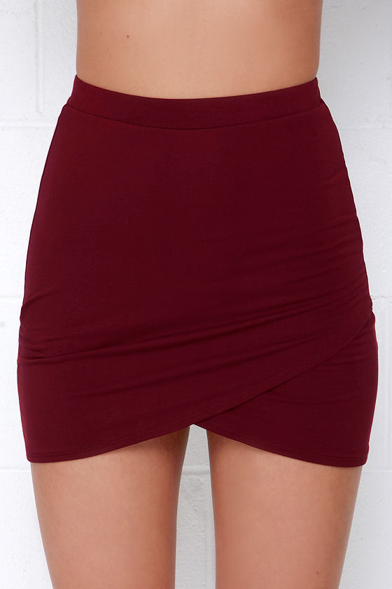 maroon tulip skirt