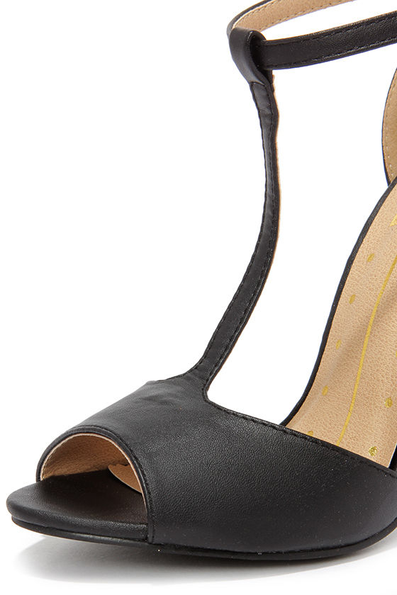 black t strap heels