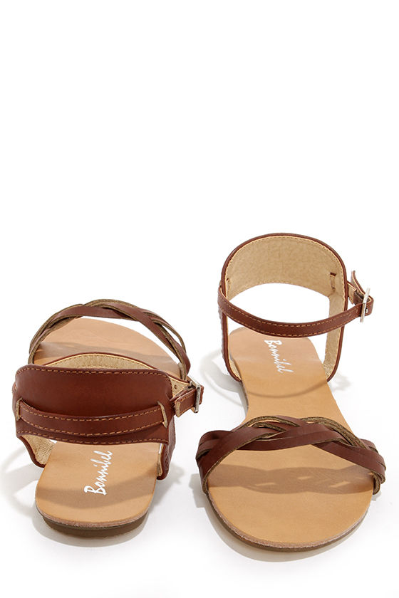 Cute Brown Sandals Ankle Strap Sandals 20.00