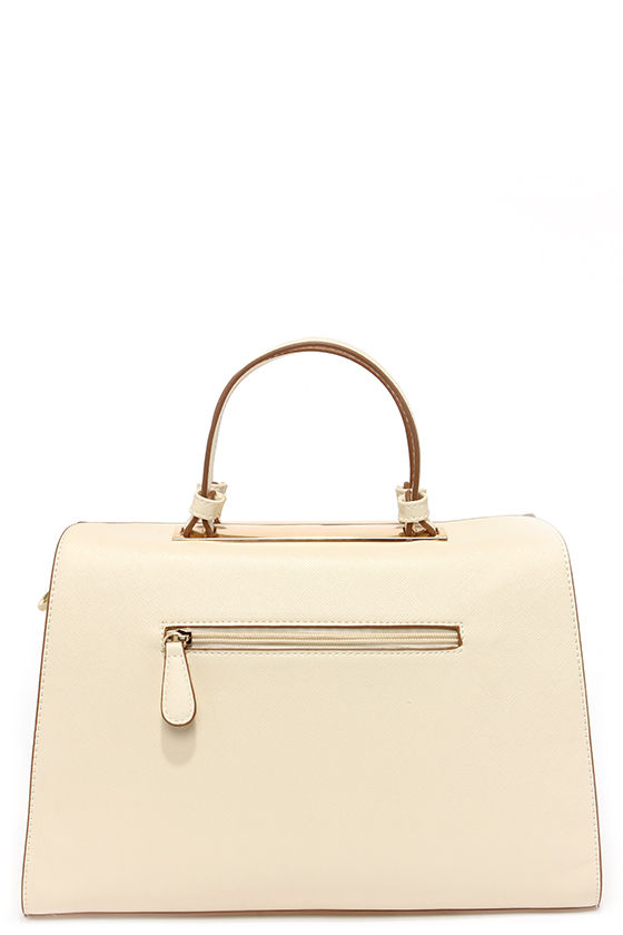 Chic Cream Tote Vegan Leather Purse Canvas Purse 49.00