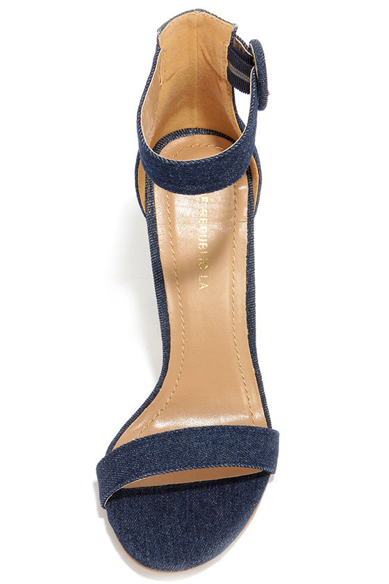 Cute Dark Blue Heels - Denim Heels - High Heel Sandals - $32.00