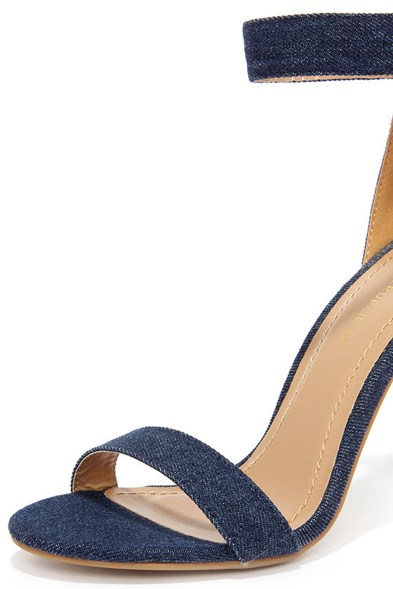 Cute Dark Blue Heels - Denim Heels - High Heel Sandals - $32.00