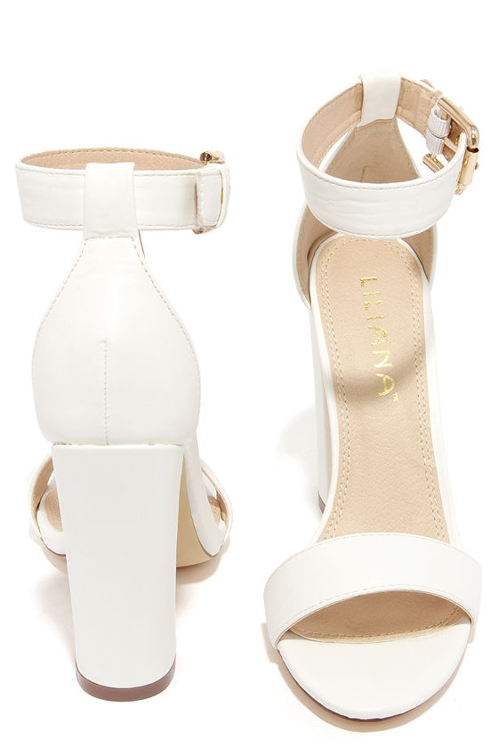 Cute Ankle Strap Heels High Heel Sandals White Heels 34.00