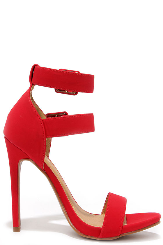 Cute Red Heels Ankle Strap Heels Dress Sandals 39.00
