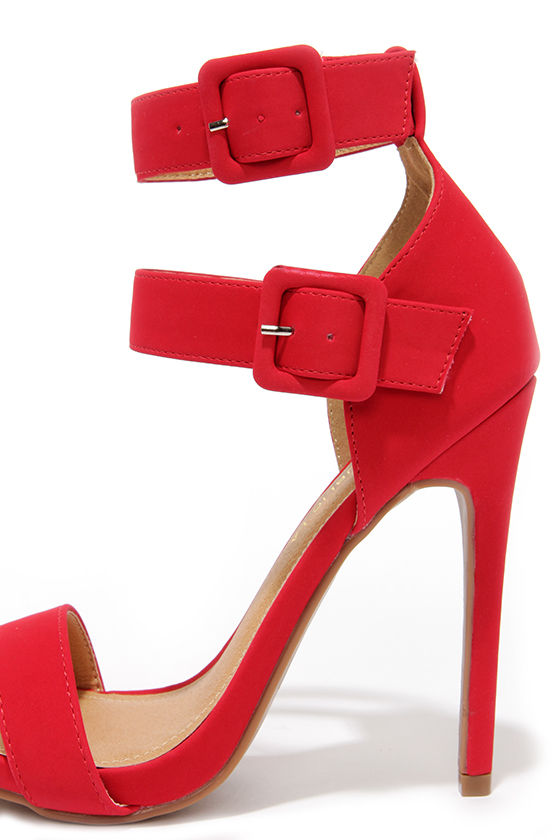 Cute Red Heels Ankle Strap Heels Dress Sandals 39.00