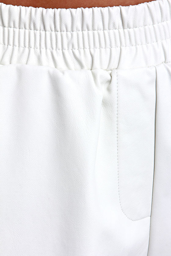 Vegan Leather Shorts - Ivory Shorts - White Shorts - $48.00