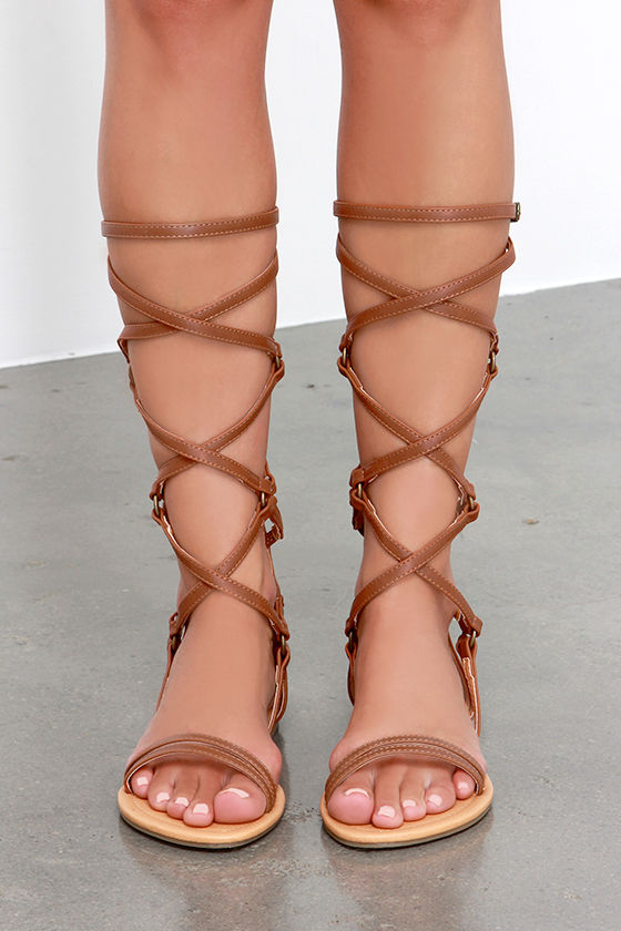 tall brown gladiator sandals