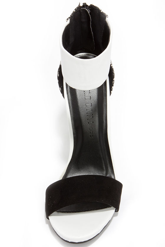 black and white heels with ankle strap