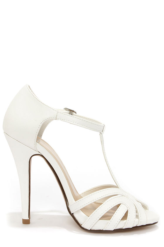 white t strap shoes
