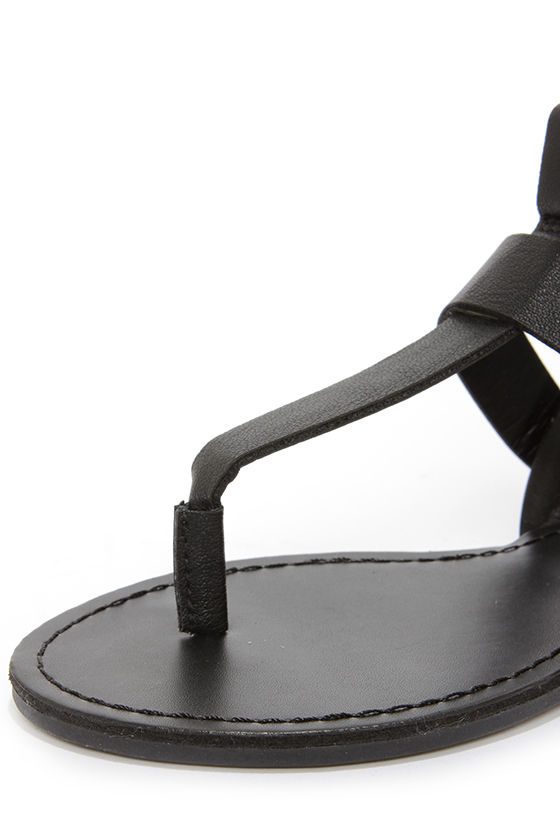 Vivian 33 Black and Gold Buckled Thong Sandals - $26 : Fashion at Lulus.com