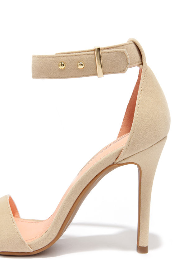 nude heels with ankle strap