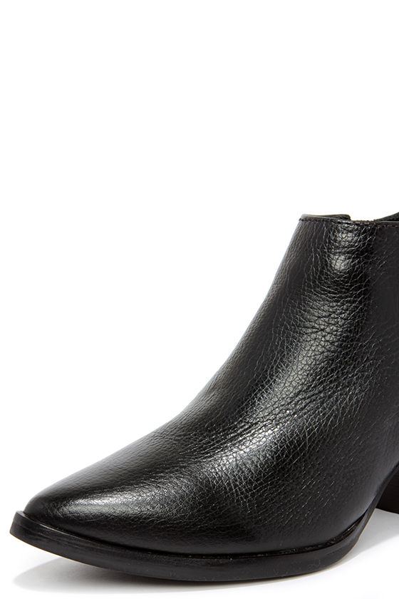Mattise Victory Black Booties - Pointed Toe Booties - Leather Booties ...
