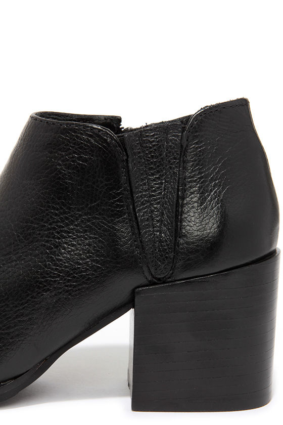 red leather pointed toe booties
