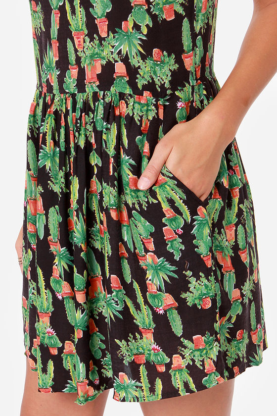Obey Peyote Gardens - Cactus Print Dress - Babydoll Dress - $53.00