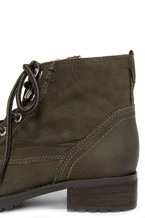 Cute Olive Green Boots Leather Boots Ankle Boots Work Boots 109.00