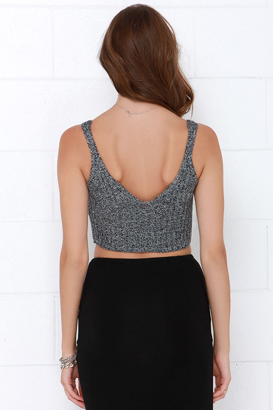 Cute Knit Crop Top Grey Crop Top Sweater Top 49.00
