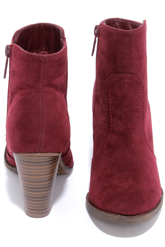 red wine ankle boots
