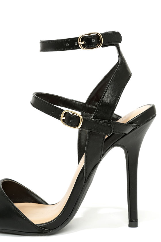 Pretty Black Pumps - Ankle Strap Pumps - Black Heels - $26.00