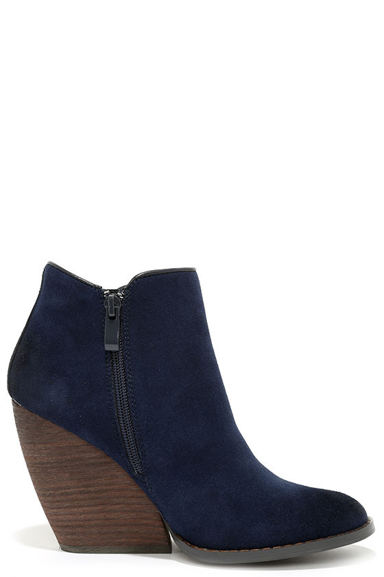 navy suede booties