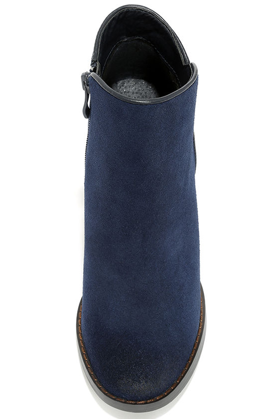 navy suede booties