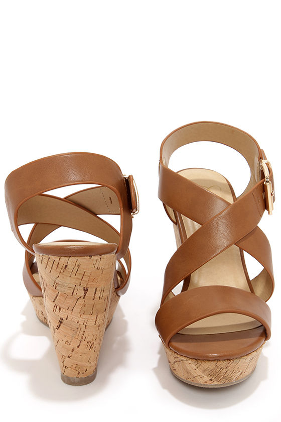 tan platform wedge
