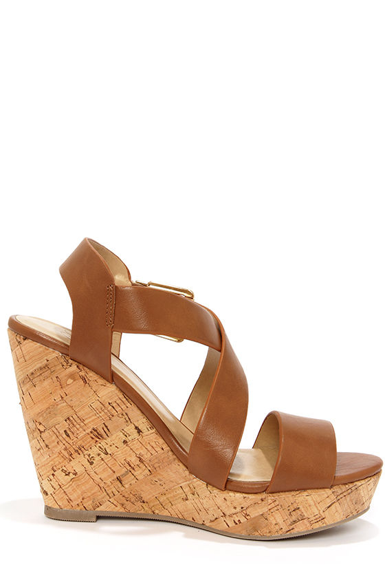 tan platform wedge