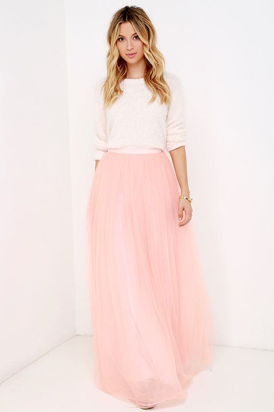 blush tulle maxi skirt