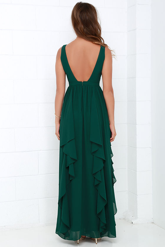 Beautiful Dark Green Maxi Dress - Prom Dress - Bridesmaid Dress - $98.00