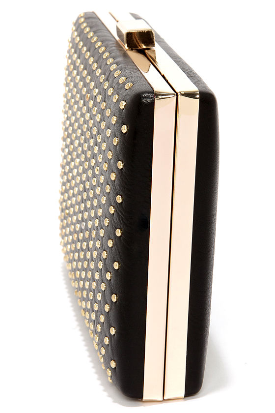 Mini Black Clutch Bag with silver studs