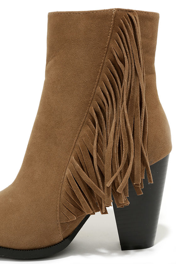 promenade booties in brown fabric
