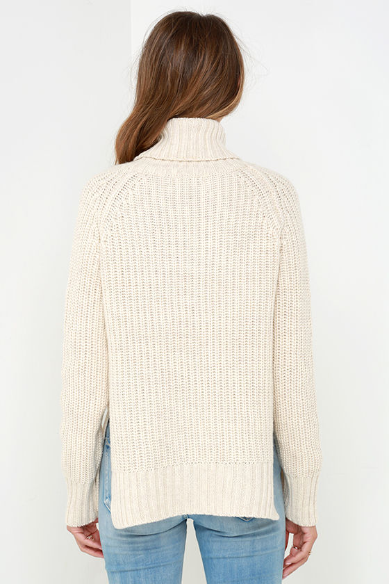 Cute Light Beige Sweater - Turtleneck Sweater - $67.00