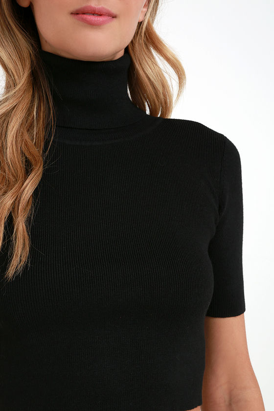 Makenna Turtleneck Crop Top (Black) main image 0