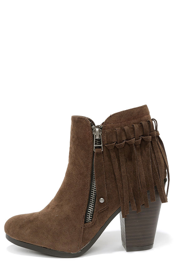 promenade booties in brown fabric
