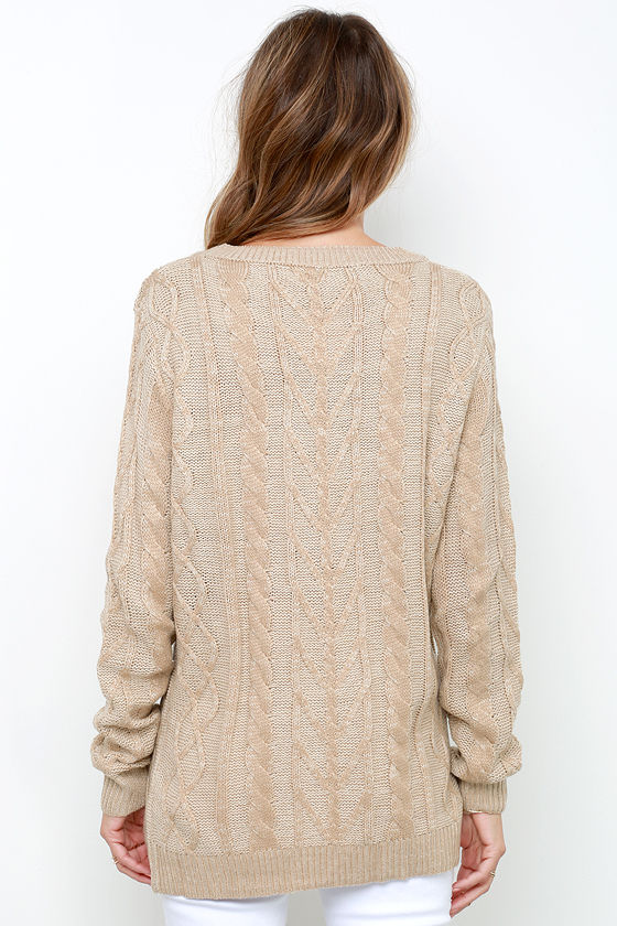 Cute Beige Sweater - Cable Knit Sweater - Knit Sweater - $46.00