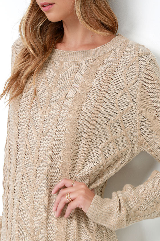 Cute Beige Sweater Cable Knit Sweater Knit Sweater 46.00
