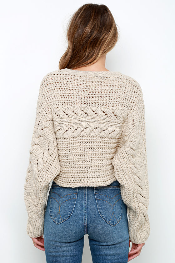 cable knit beige sweater