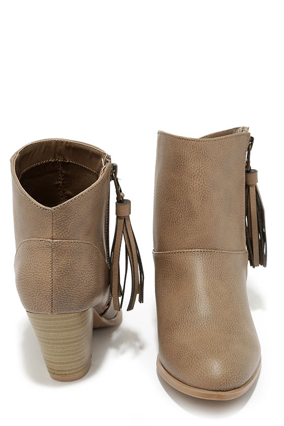 taupe booties high heel