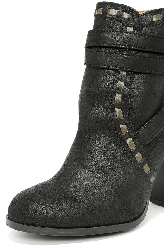 black suede high heel booties