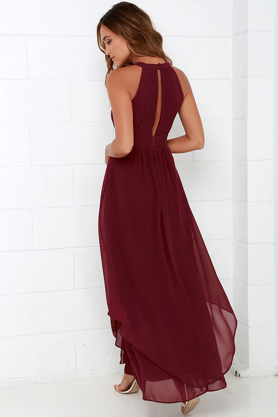 Beautiful Wine Red Maxi Dress Dress Prom Dress 88.00