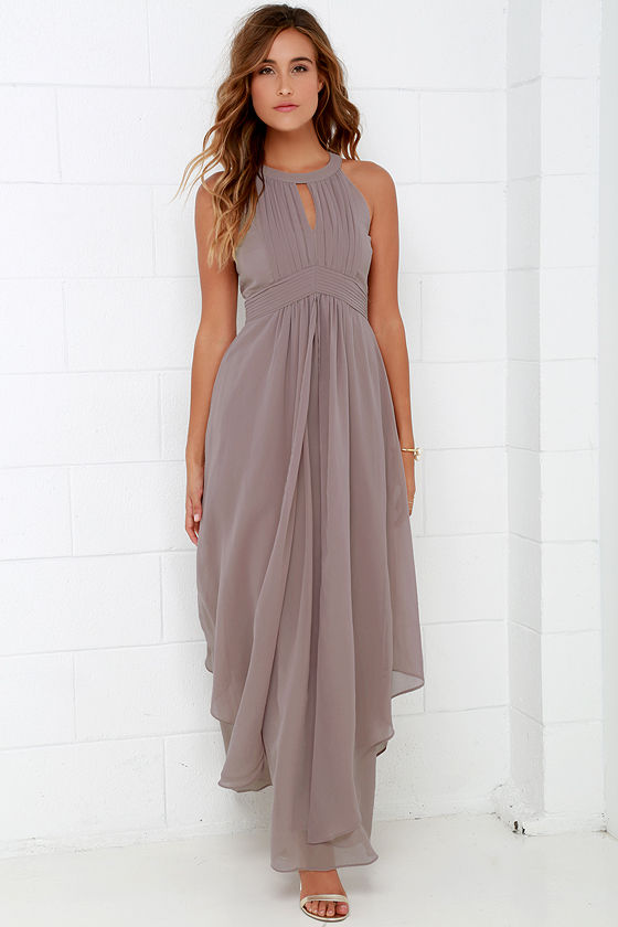 Beautiful Taupe  Red Maxi Dress  Homecoming Dress  Prom 