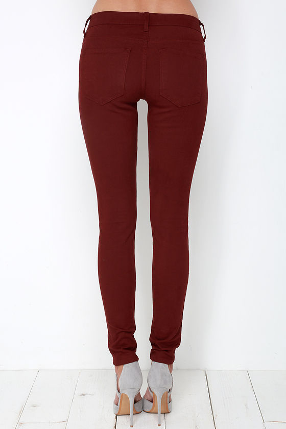burgundy skinny chinos
