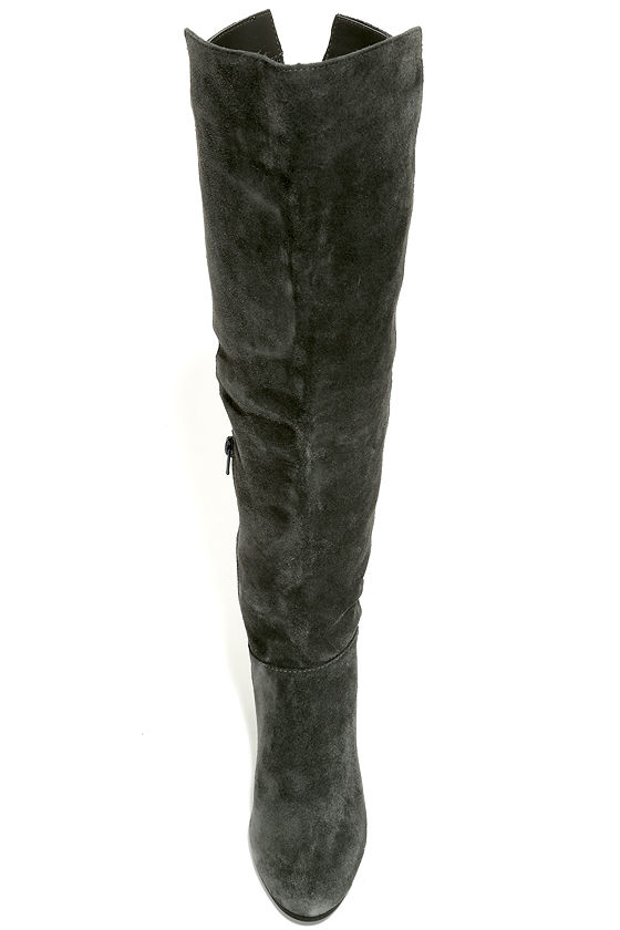 grey knee high boots heel