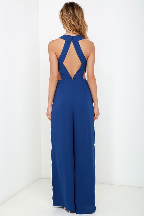 Chic Royal Blue Jumpsuit Sleeveless Jumpsuit Backless Jumpsuit 59.00