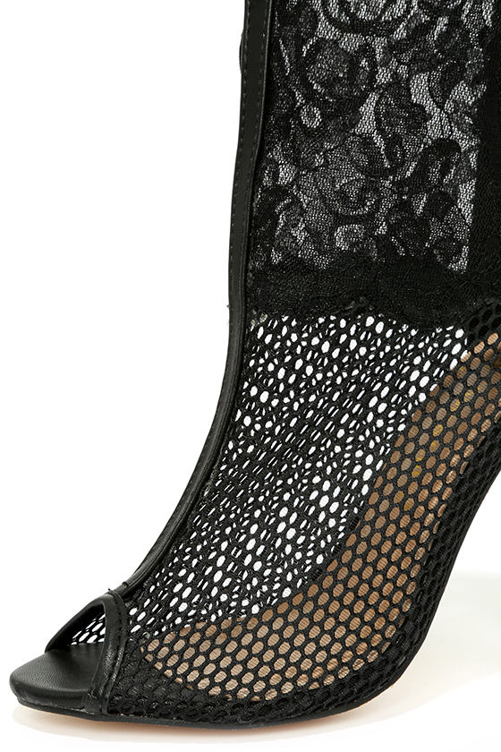 mesh lace heels