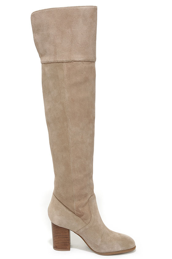 Cute Taupe Boots - Over the Knee Boots - High Heel Boots - $203.00